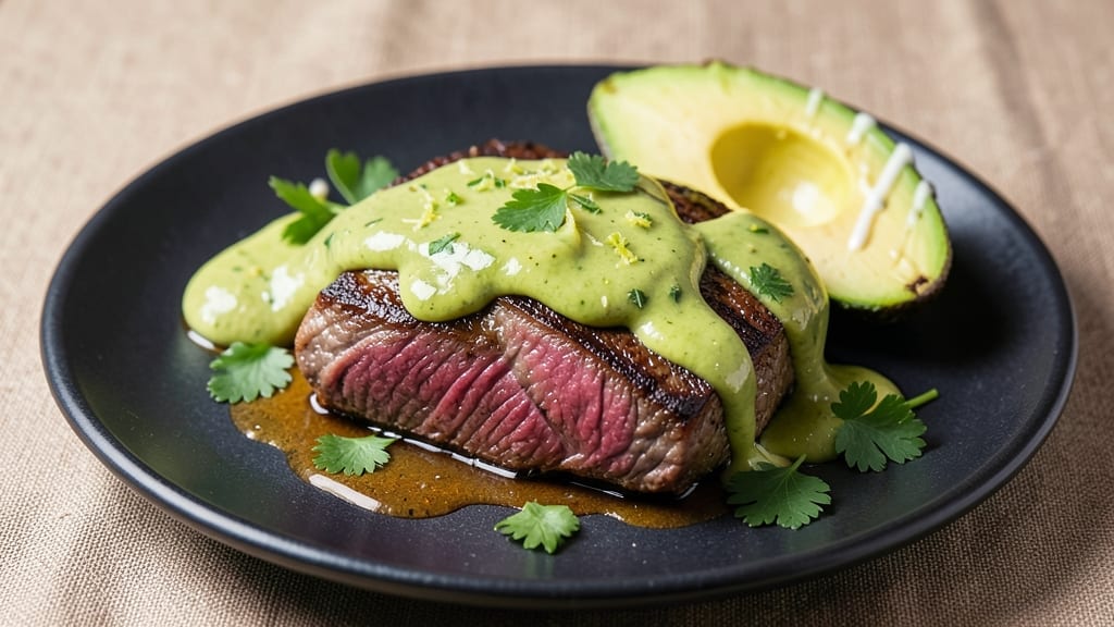 Avocado Sauce Recipe for Steak: Ultra-Smooth, Herb-Infused Drizzle With Zesty Lime Zing