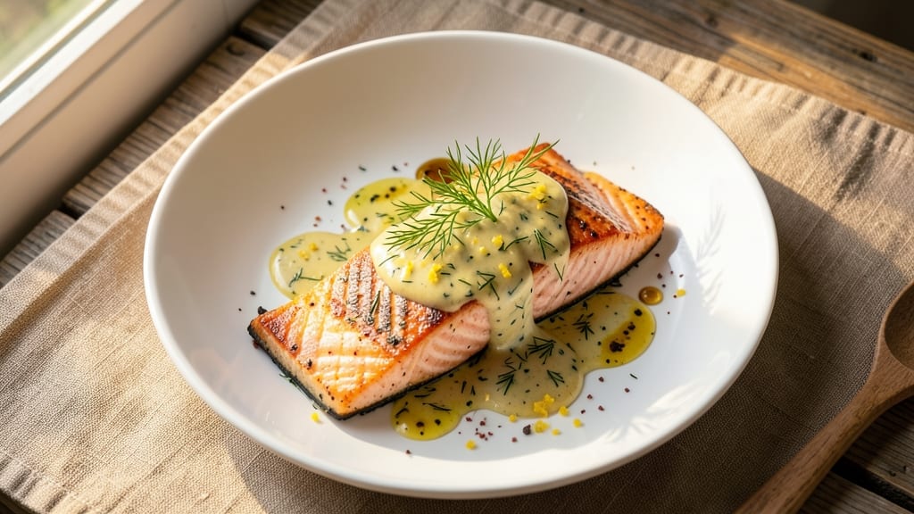 Baked Salmon With Mustard Dill Sauce Recipe: Crispy Top, Tangy Herb Glaze Magic