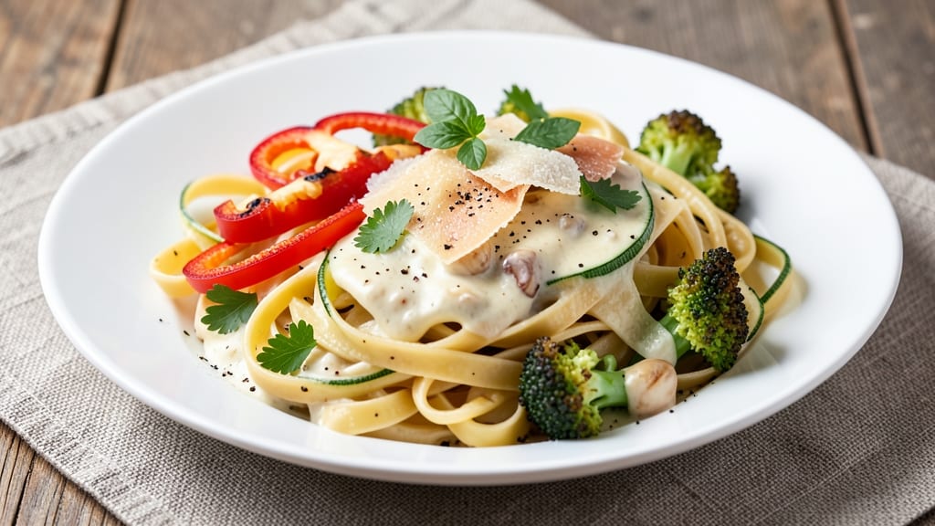 Alfredo Sauce Pasta With Vegetables Recipe: One-Pot Creamy Herb Infusion