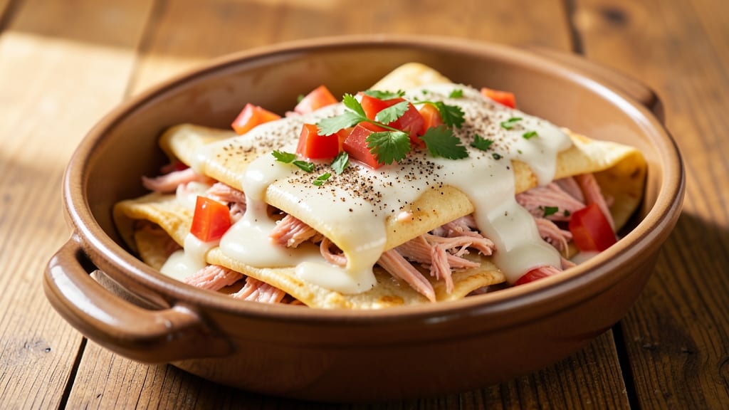 Enchilada Recipes Without Enchilada Sauce: Cheesy Tortilla Stacks with Spiced Tomato Cream