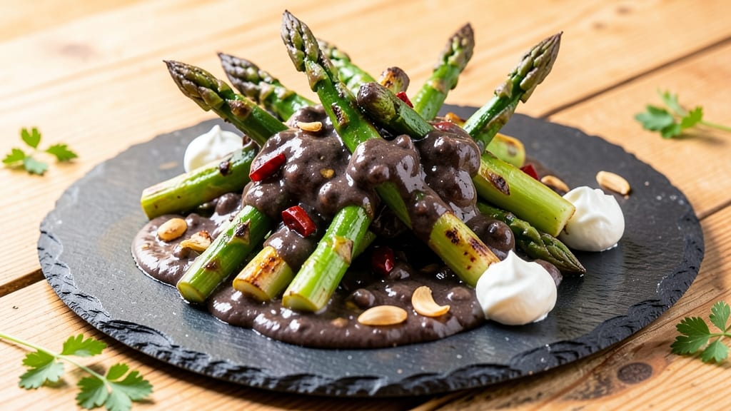 Asparagus with Black Bean Sauce Recipe: Smoky Chipotle Creaminess on Fresh Greens