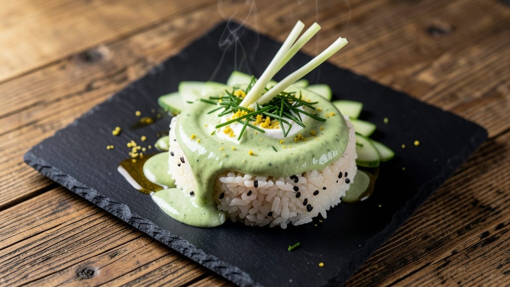 Bamboo Sushi Green Machine Sauce Recipe: Herb-Infused Cream Cheese Dip With Celery Crown Crunch